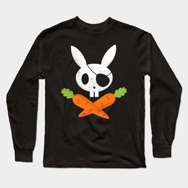 Easter Bunny Rabbit Pirate Skull and Carrot Funny Long Sleeve T-Shirt by danielsho90